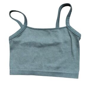 Colsie Ribbed Crop Tank Top Teal Bl Mineral Wash Sleeveless Large F00302494Q2/21